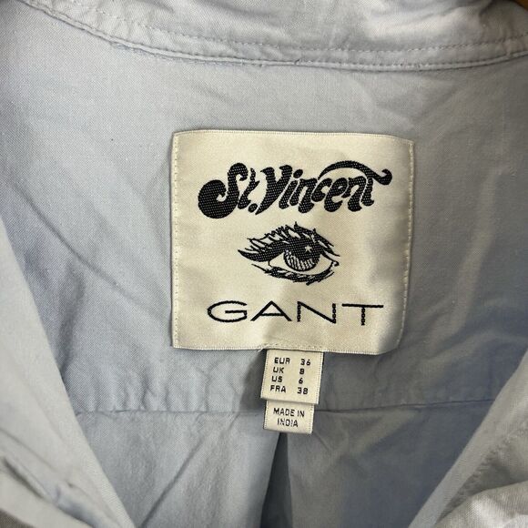 Gant X St. Vincent Oversized Oxford Button Down Shirt Womens Size 6 Blue - Picture 5 of 6